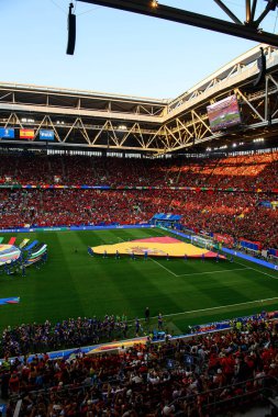 DUESSELDORF, GERMANY - 24 Haziran 2024: EURO 2024 Arnavutluk-İspanya futbol maçı Duesseldorf Arena 'da