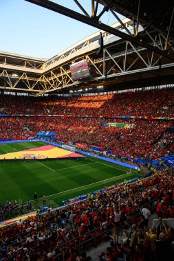 DUESSELDORF, GERMANY - 24 Haziran 2024: EURO 2024 Arnavutluk-İspanya futbol maçı Duesseldorf Arena 'da