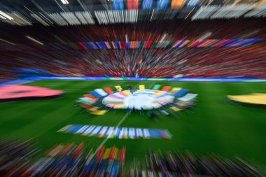 DUESSELDORF, GERMANY - 24 Haziran 2024: EURO 2024 Arnavutluk-İspanya futbol maçı Duesseldorf Arena 'da