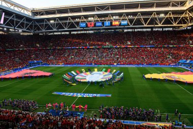 DUESSELDORF, GERMANY - 24 Haziran 2024: EURO 2024 Arnavutluk-İspanya futbol maçı Duesseldorf Arena 'da