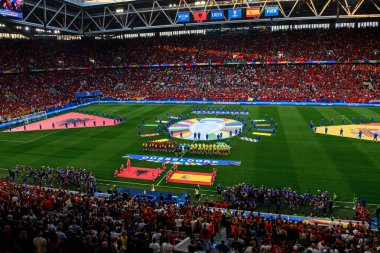 DUESSELDORF, GERMANY - 24 Haziran 2024: EURO 2024 Arnavutluk-İspanya futbol maçı Duesseldorf Arena 'da