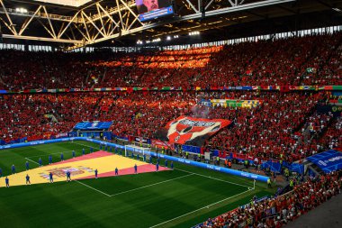 DUESSELDORF, GERMANY - 24 Haziran 2024: EURO 2024 Arnavutluk-İspanya futbol maçı Duesseldorf Arena 'da