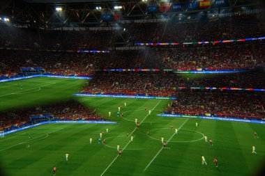 DUESSELDORF, GERMANY - 24 Haziran 2024: EURO 2024 Arnavutluk-İspanya futbol maçı Duesseldorf Arena 'da