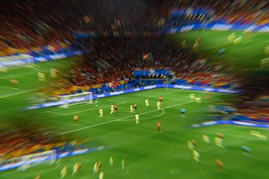DUESSELDORF, GERMANY - 24 Haziran 2024: EURO 2024 Arnavutluk-İspanya futbol maçı Duesseldorf Arena 'da