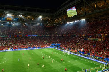 DUESSELDORF, Almanya - 25 Haziran 2024: EURO 2024 Arnavutluk - İspanya maçı Duesseldorf Arena 'da