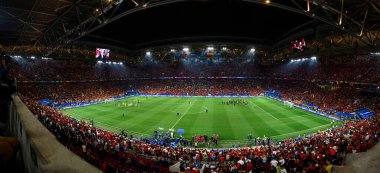 DUESSELDORF, GERMANY - 24 Haziran 2024: EURO 2024 Arnavutluk-İspanya futbol maçı Duesseldorf Arena 'da
