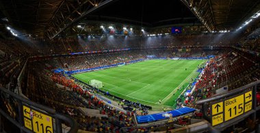 DUESSELDORF, GERMANY - 24 Haziran 2024: EURO 2024 Arnavutluk-İspanya futbol maçı Duesseldorf Arena 'da