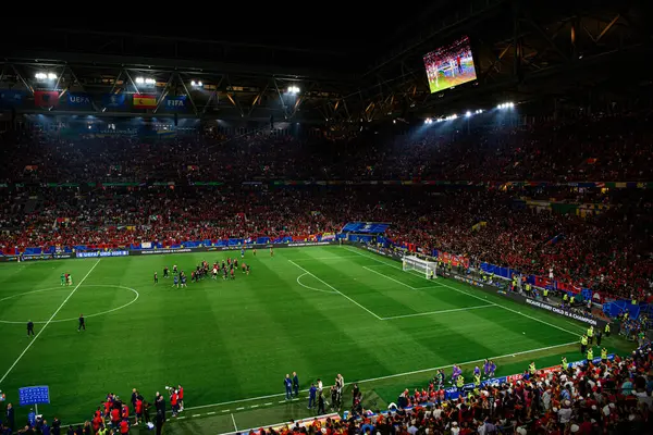 DUESSELDORF, GERMANY - 24 Haziran 2024: EURO 2024 Arnavutluk-İspanya futbol maçı Duesseldorf Arena 'da