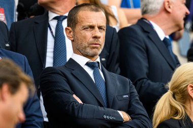 COLOGNE, GERMANY - 25 Haziran 2024: Aleksander Ceferin, EURO 2024 İngiltere - Slovenya maçı Köln Stadyumu 'nda