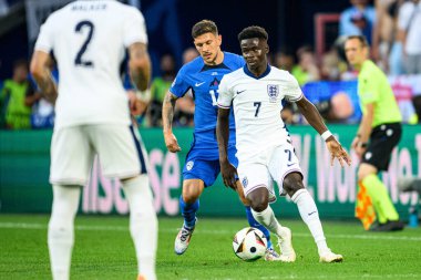 COLOGNE, GERMANY - 25 Haziran 2024: Bukayo Saka, EURO 2024 İngiltere - Slovenya maçı Köln Stadyumu