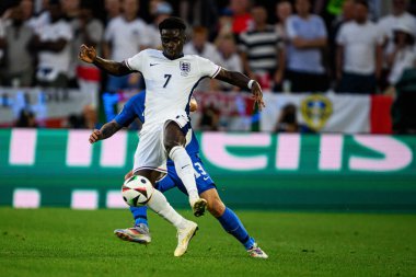 COLOGNE, GERMANY - 25 Haziran 2024: Bukayo Saka, EURO 2024 İngiltere - Slovenya maçı Köln Stadyumu