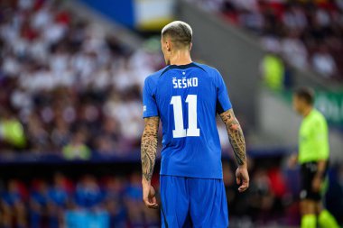 COLOGNE, GERMANY - 25 Haziran 2024: Benjamin Sesko, EURO 2024 İngiltere - Slovenya maçı Köln Stadyumu 'nda