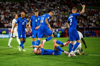COLOGNE, GERMANY - 25 Haziran 2024: EURO 2024 İngiltere - Slovenya maçı Köln Stadyumu 'nda