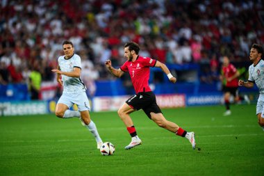 GELSENKIRCHEN, GERMANY - 26 Haziran 2024: Khvicha Kvaratskhelia, EURO 2024 Gürcistan-Portekiz futbol maçı Gelsenkirchen Stadyumu 'nda