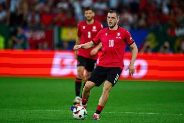 GELSENKIRCHEN, GERMANY - 26 Haziran 2024: Giorgi Chakvetadze, EURO 2024 Gürcistan-Portekiz futbol maçı Gelsenkirchen Stadyumu 'nda