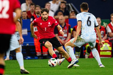 GELSENKIRCHEN, GERMANY - 26 Haziran 2024: Khvicha Kvaratskhelia, EURO 2024 Gürcistan-Portekiz futbol maçı Gelsenkirchen Stadyumu 'nda