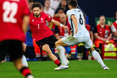 GELSENKIRCHEN, GERMANY - 26 Haziran 2024: Khvicha Kvaratskhelia, EURO 2024 Gürcistan-Portekiz futbol maçı Gelsenkirchen Stadyumu 'nda