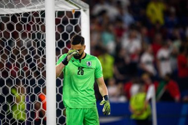 GELSENKIRCHEN, GERMANY - 26 Haziran 2024: Giorgi Mamardashvili, EURO 2024 Gürcistan-Portekiz futbol maçı Gelsenkirchen Stadyumu 'nda