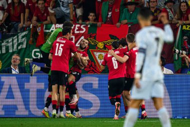 GELSENKIRCHEN, GERMANY - 26 Haziran 2024: EURO 2024 Gürcistan-Portekiz futbol karşılaşması Gelsenkirchen Stadyumu 'nda