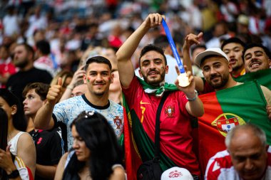 GELSENKIRCHEN, GERMANY - 26 Haziran 2024: EURO 2024 Gürcistan-Portekiz futbol karşılaşması Gelsenkirchen Stadyumu 'nda