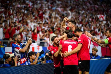 GELSENKIRCHEN, GERMANY - 26 Haziran 2024: Khvicha Kvaratskhelia, EURO 2024 Gürcistan-Portekiz futbol maçı Gelsenkirchen Stadyumu 'nda