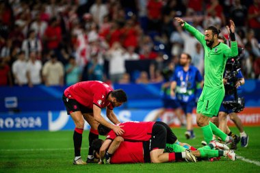 GELSENKIRCHEN, GERMANY - 26 Haziran 2024: EURO 2024 Gürcistan-Portekiz futbol karşılaşması Gelsenkirchen Stadyumu 'nda