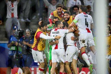 COLOGNE, GERMANY - 30 Haziran 2024: Khvicha Kvaratskhelia, EURO 2024 İspanya - Gürcistan maçı Rhein Enerji Stadyumu