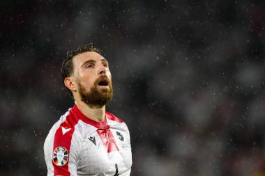 COLOGNE, Almanya - 30 Haziran 2024: Guram Kashia, EURO 2024 İspanya - Gürcistan maçı Rhein Enerji Stadyumu 'nda