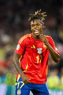 COLOGNE, Almanya - 30 Haziran 2024: Nico Williams, EURO 2024 İspanya - Gürcistan maçı Rhein Enerji Stadyumu 'nda