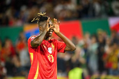 COLOGNE, GERMANY - 30 JUNE, 2024: Nico Williams, The football match of EURO 2024 Spain vs Georgia at Rhein Energie Stadion clipart