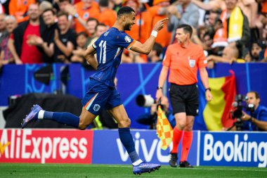 MUENCHEN, GERMANY - 2 Temmuz 2024: Cody Gakpo, EURO 2024 Romanya-Hollanda maçı Alianz Arena 'da