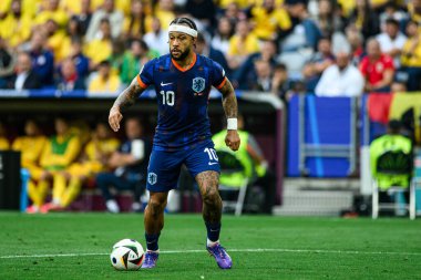 MUENCHEN, GERMANY - 2 Temmuz 2024: Memphis Depay, EURO 2024 Romanya - Hollanda maçı Alianz Arena 'da