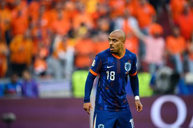 MUENCHEN, GERMANY - 2 Temmuz 2024: Donyell Malen, EURO 2024 Romanya - Alianz 'da Hollanda maçı