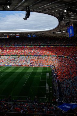 MUENCHEN, GERMANY - 2 Temmuz 2024: EURO 2024 Romanya ve Hollanda 'nın Alianz' daki futbol maçı