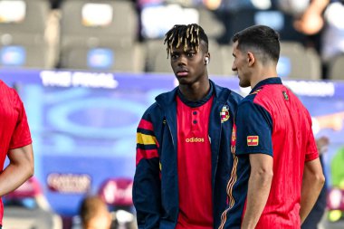 BERLİN, GERMANY - 14 HAZİRAN 2024: Nico Williams, Final EURO 2024 İspanya ile Olimpiyat Stadyumu arasındaki futbol maçı