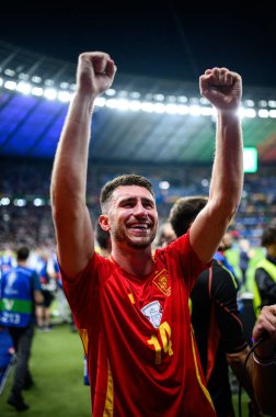 BERLİN, GERMANY - 14 HAZİRAN, 2024: Aymeric Laporte, Final EURO 2024 İspanya-İngiltere Olimpiyat Stadyumu karşılaşması