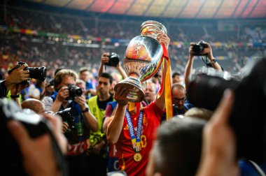 BERLİN, GERMANY - 14 Temmuz 2024: Dani Olmo, Final EURO 2024 İspanya Olimpiyat Stadyumu 'nda İngiltere' ye karşı futbol maçı