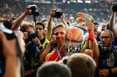 BERLİN, GERMANY - 14 Temmuz 2024: Dani Olmo, Final EURO 2024 İspanya Olimpiyat Stadyumu 'nda İngiltere' ye karşı futbol maçı