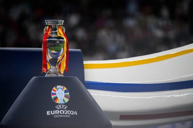 BERLİN, GERMANY - 14 HAZİRAN, 2024: Final EURO 2024 İspanya-İngiltere Olimpiyat Stadyumu karşılaşması