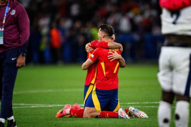 BERLİN, GERMANY - 14 Temmuz 2024: Alvaro Morata, Final EURO 2024 İspanya Olimpiyat Stadyumu 'nda İngiltere' ye karşı futbol maçı