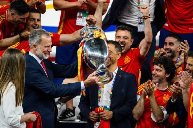 BERLİN, GERMANY - 14 HAZİRAN, 2024: İspanyalı Felipe VI, Final EURO 2024 İspanya Olimpiyat Stadyumu 'nda İngiltere' ye karşı