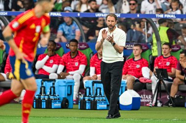 BERLİN, GERMANY - 14 Temmuz 2024: Gareth Southgate, Final EURO 2024 İspanya Olimpiyat Stadyumu 'nda İngiltere' ye karşı