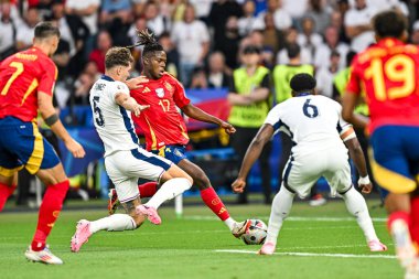 BERLİN, GERMANY - 14 HAZİRAN 2024: Nico Williams, Final EURO 2024 İspanya ile Olimpiyat Stadyumu arasındaki futbol maçı