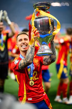 BERLİN, GERMANY - 14 HAZİRAN, 2024: Final EURO 2024 İspanya-İngiltere Olimpiyat Stadyumu karşılaşması