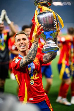 BERLİN, GERMANY - 14 HAZİRAN, 2024: Final EURO 2024 İspanya-İngiltere Olimpiyat Stadyumu karşılaşması