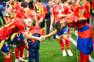 BERLİN, GERMANY - 14 HAZİRAN, 2024: Final EURO 2024 İspanya-İngiltere Olimpiyat Stadyumu karşılaşması