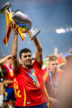 BERLİN, GERMANY - 14 HAZİRAN, 2024: Final EURO 2024 İspanya-İngiltere Olimpiyat Stadyumu karşılaşması