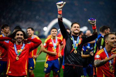 BERLİN, GERMANY - 14 HAZİRAN, 2024: Final EURO 2024 İspanya-İngiltere Olimpiyat Stadyumu karşılaşması