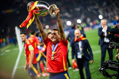 BERLİN, GERMANY - 14 HAZİRAN, 2024: Final EURO 2024 İspanya-İngiltere Olimpiyat Stadyumu karşılaşması