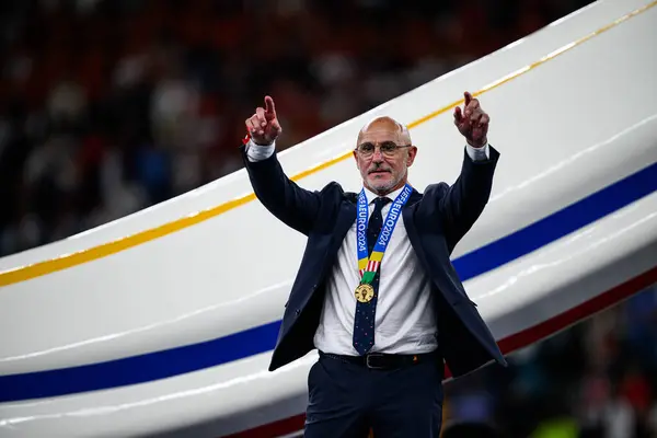 stock image BERLIN, GERMANY - 14 JULY, 2024: Luis de la Fuente, The football match of Final EURO 2024 Spain vs England at Olympic Stadium